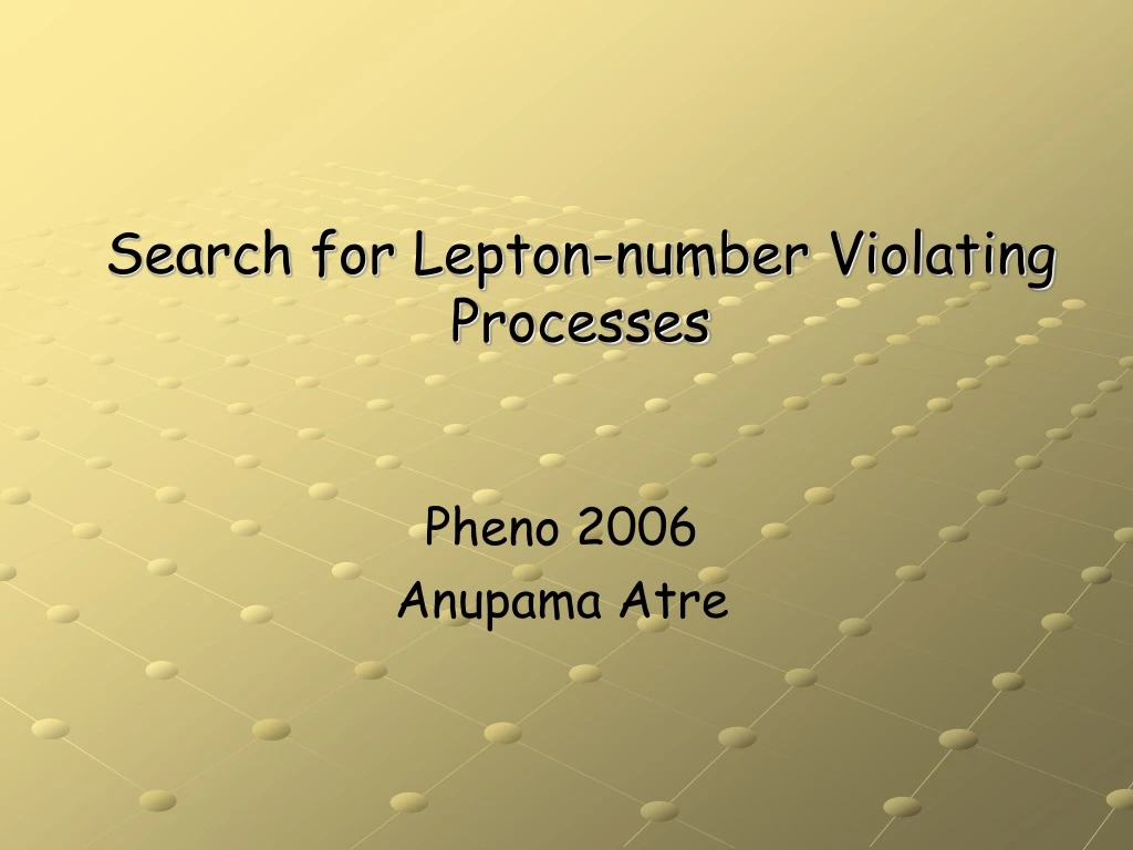 search for lepton number violating processes