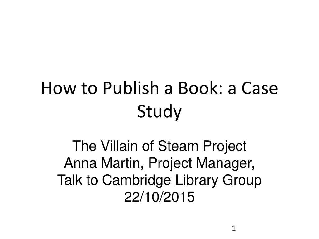 how to publish a book a case study