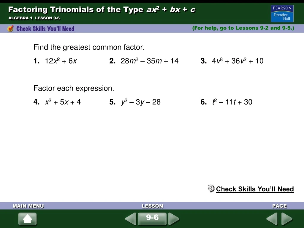 factoring trinomials of the type ax 2 bx c