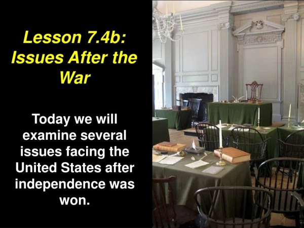 Lesson 7.4b: Issues After the War
