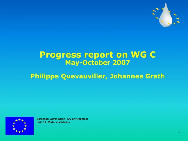 Progress report on WG C May-October 2007 Philippe Quevauviller, Johannes Grath