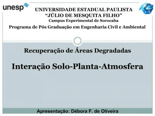 Recupera o de reas Degradadas Intera o Solo-Planta-Atmosfera - slide 1