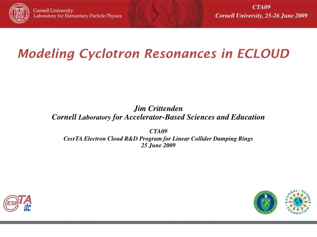 modeling cyclotron resonances in ecloud