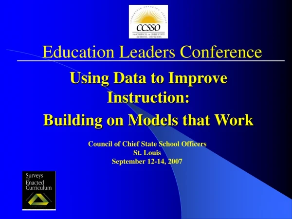 Using Data to Improve Instruction: Building on Models that Work