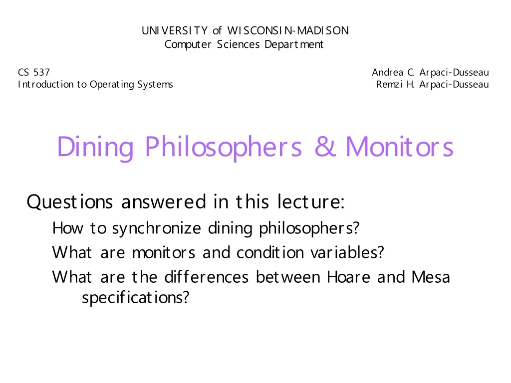 dining philosophers monitors