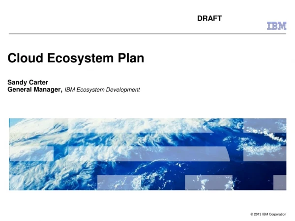 Cloud Ecosystem Plan Sandy Carter General Manager, IBM Ecosystem Development