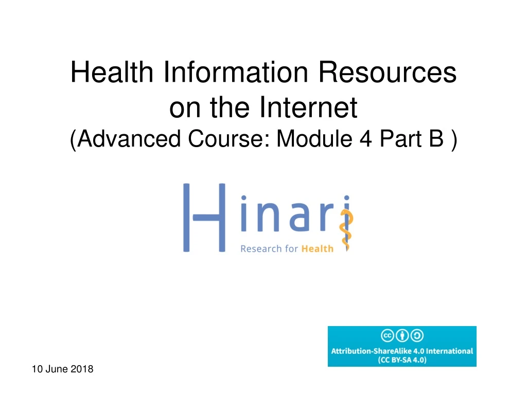 health information resources on the internet advanced course module 4 part b