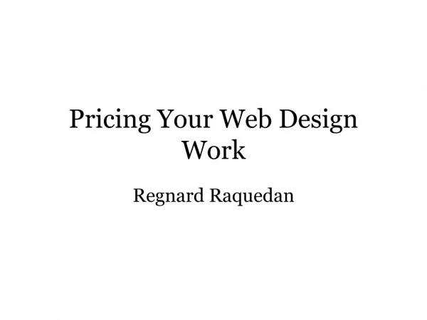 Pricing Your Web Design Work
