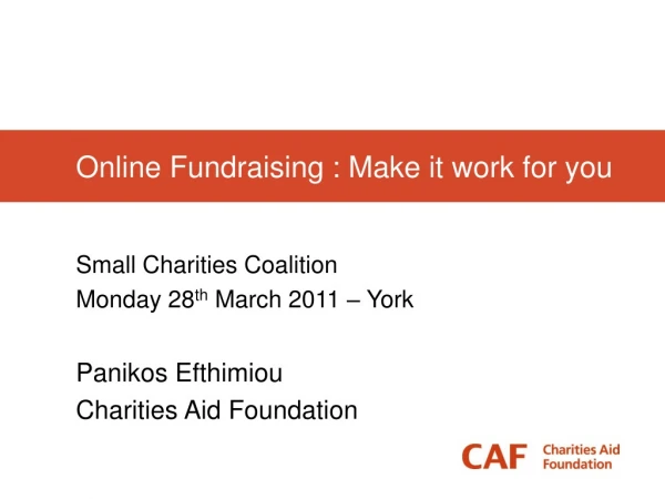 Online Fundraising : Make it work for you