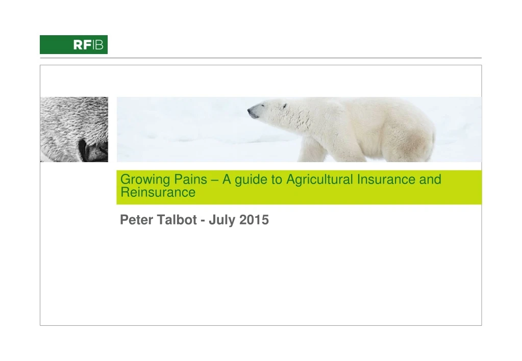 growing pains a guide to agricultural insurance and reinsurance