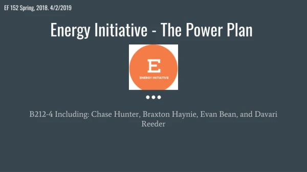Energy Initiative - The Power Plan