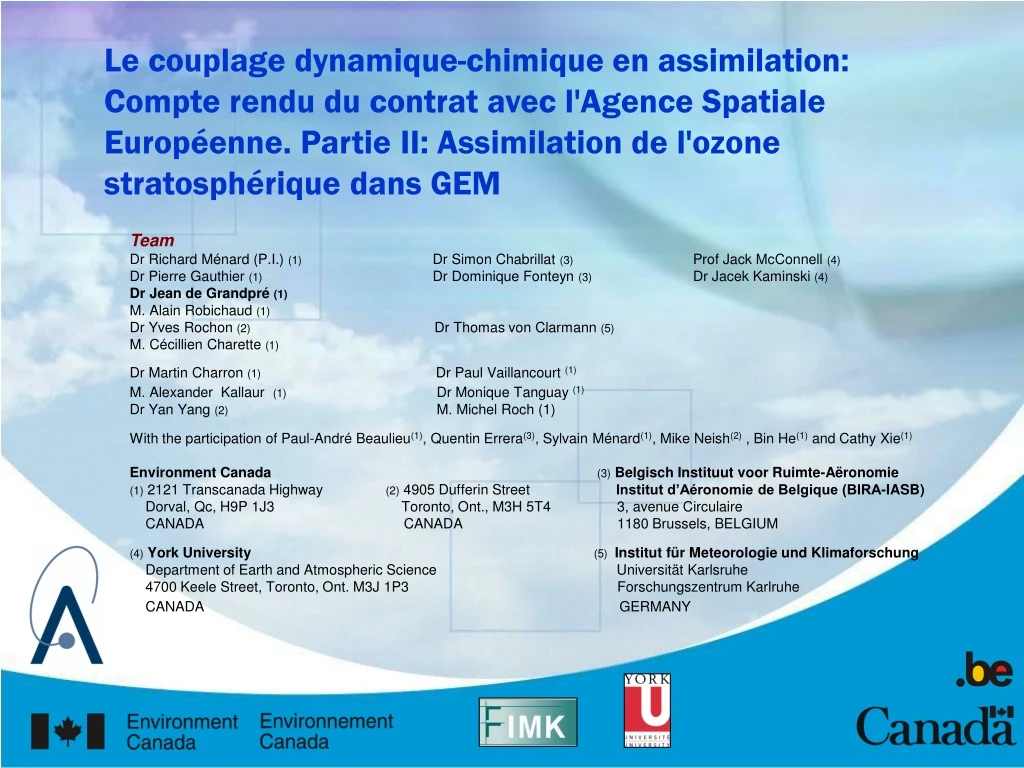 le couplage dynamique chimique en assimilation