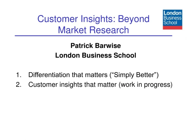 Customer Insights: Beyond Market Research