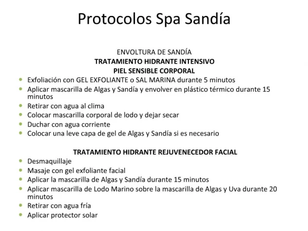 Protocolos Spa Sand a