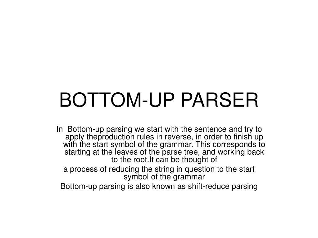 bottom up parser