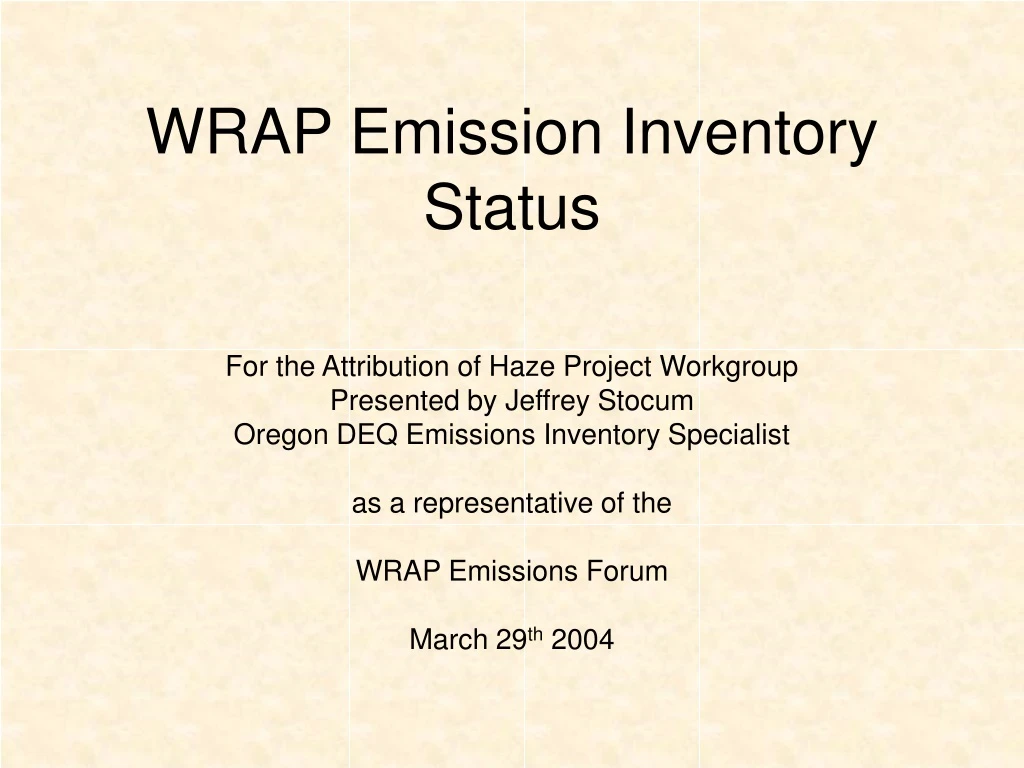 wrap emission inventory status