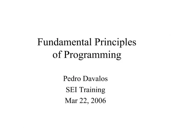 Fundamental Principles of Programming