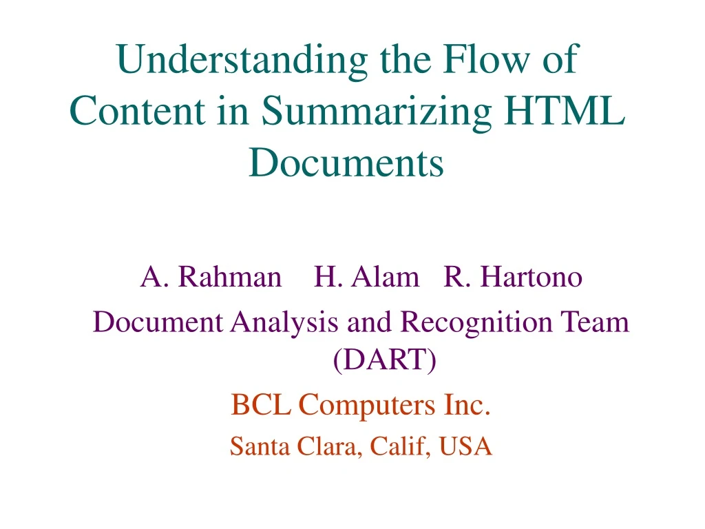 understanding the flow of content in summarizing html documents