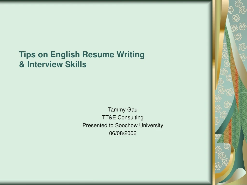 tips on english resume writing interview skills