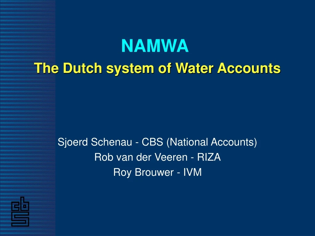 namwa the dutch system of water accounts