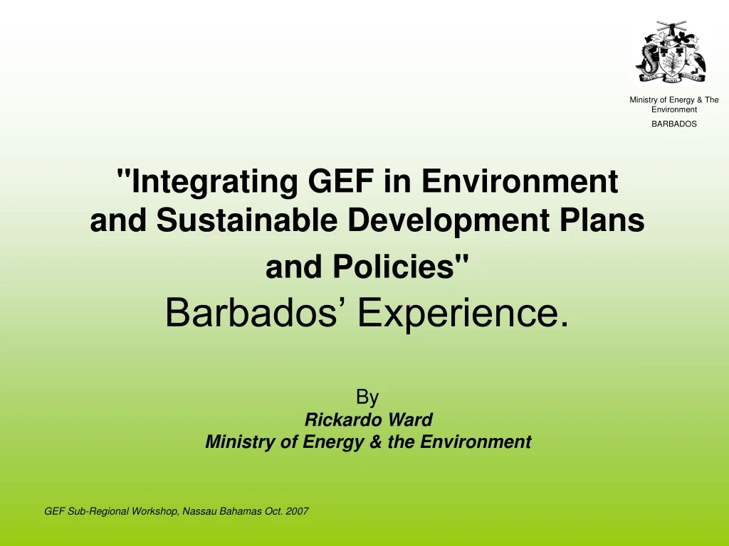 integrating gef in environment and sustainable