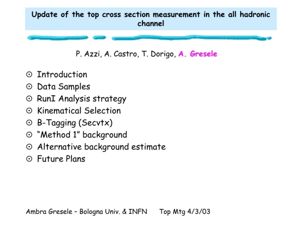 Update of the top cross section measurement in the all hadronic channel