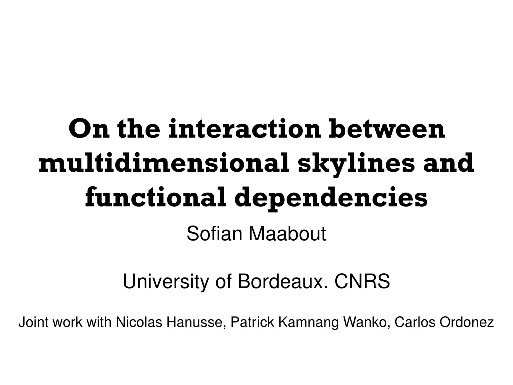 on the interaction between multidimensional skylines and functional dependencies