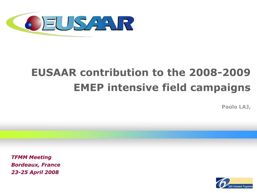 eusaar contribution to the 2008 2009 emep