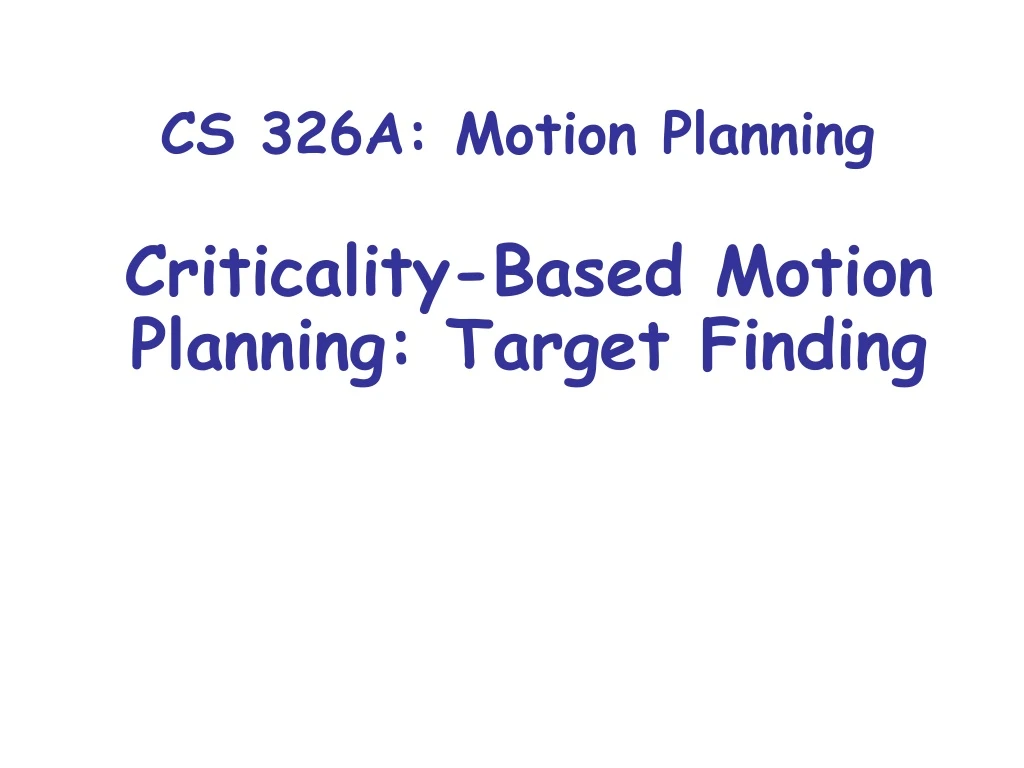 cs 326a motion planning
