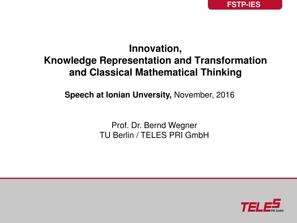 innovation knowledge representation and transformation and classical mathematical thinking