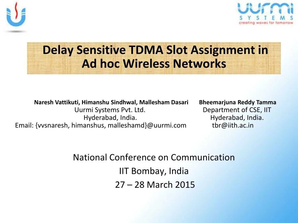 delay sensitive tdma slot assignment in ad hoc wireless networks