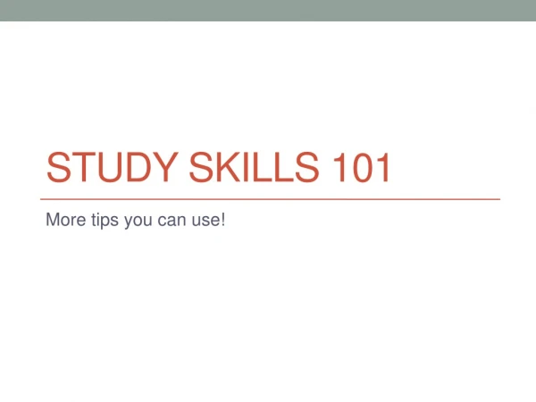 Study skills 101