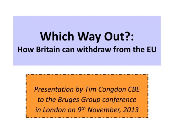 Which Way Out?: How Britain can withdraw from the EU