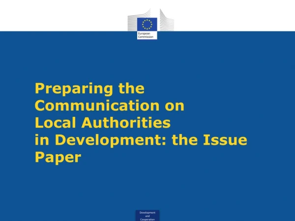 Preparing the Communication on Local Authorities in Development: the Issue Paper