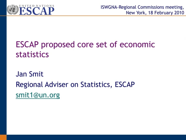 ESCAP proposed core set of economic statistics