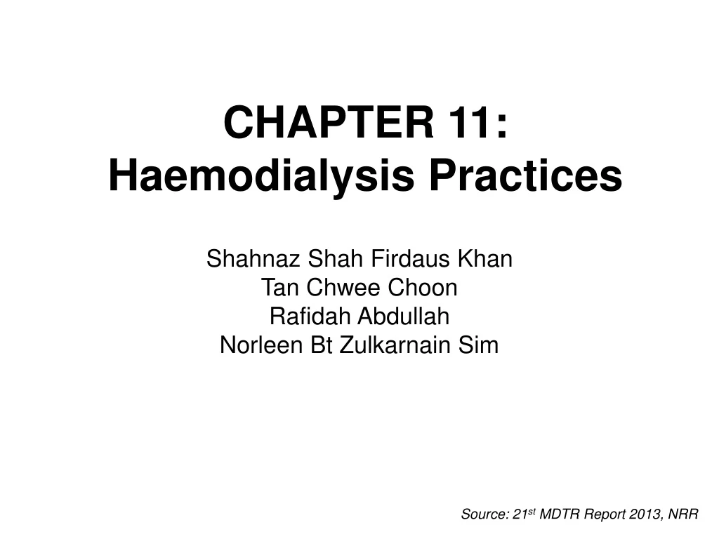 chapter 11 haemodialysis practices