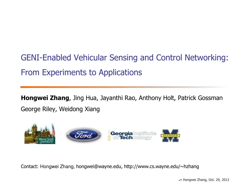 geni enabled vehicular sensing and control networking from experiments to applications