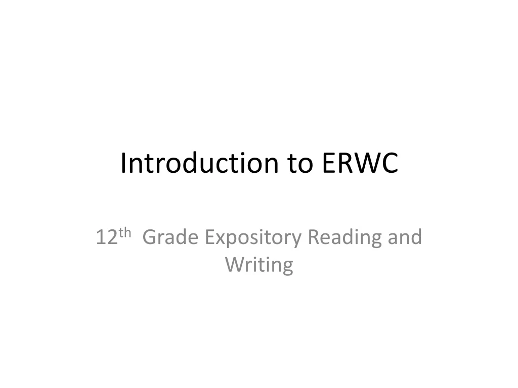 introduction to erwc