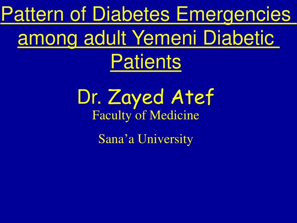 pattern of diabetes emergencies among adult