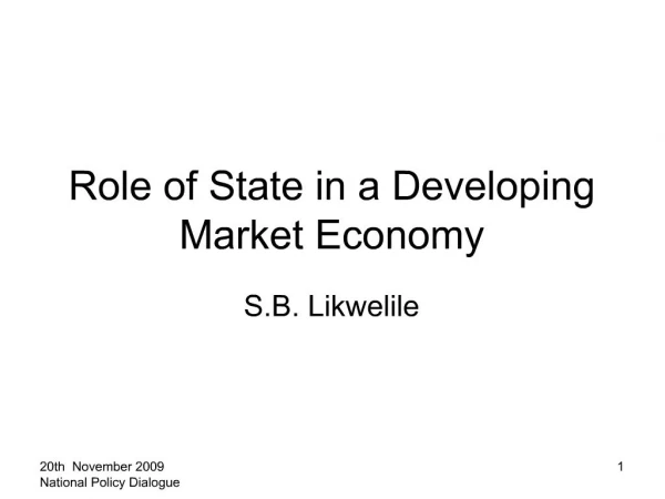 Role of State in a Developing Market Economy