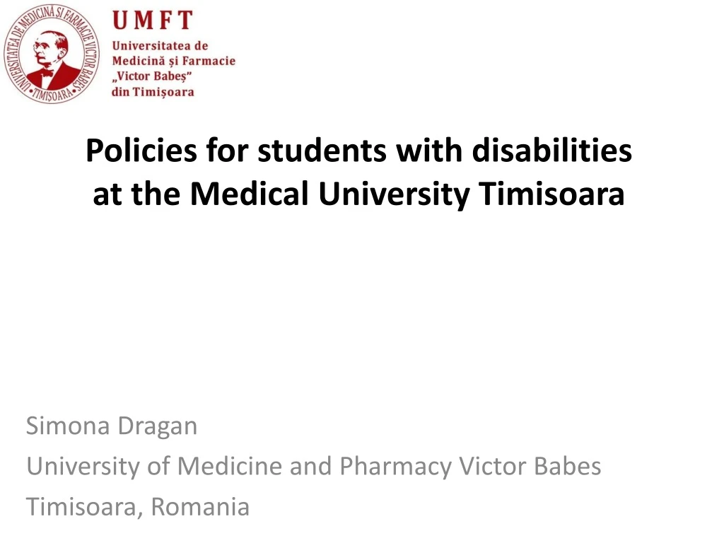 policies for students with disabilities at the medical university timisoara