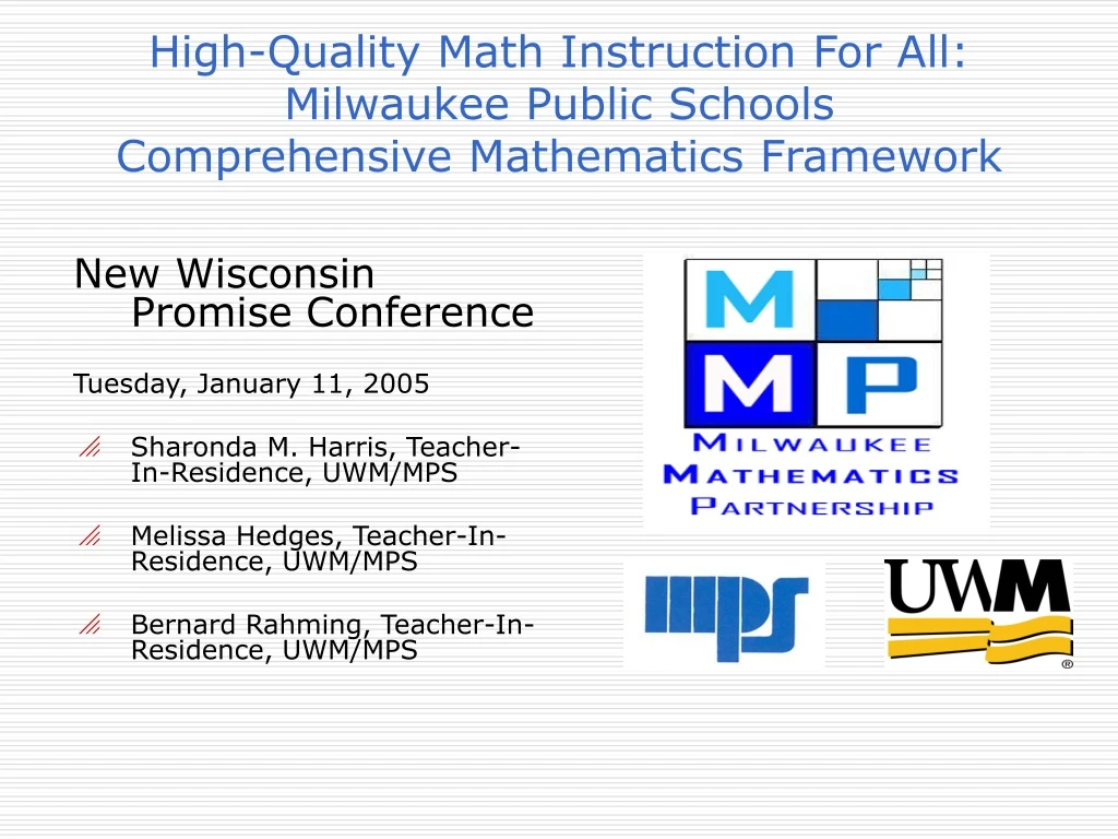 high quality math instruction for all milwaukee public schools comprehensive mathematics framework