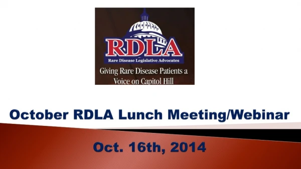 October RDLA Lunch Meeting/Webinar Oct. 16th, 2014