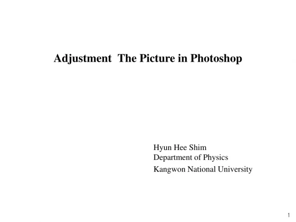 Adjustment The Picture in Photoshop