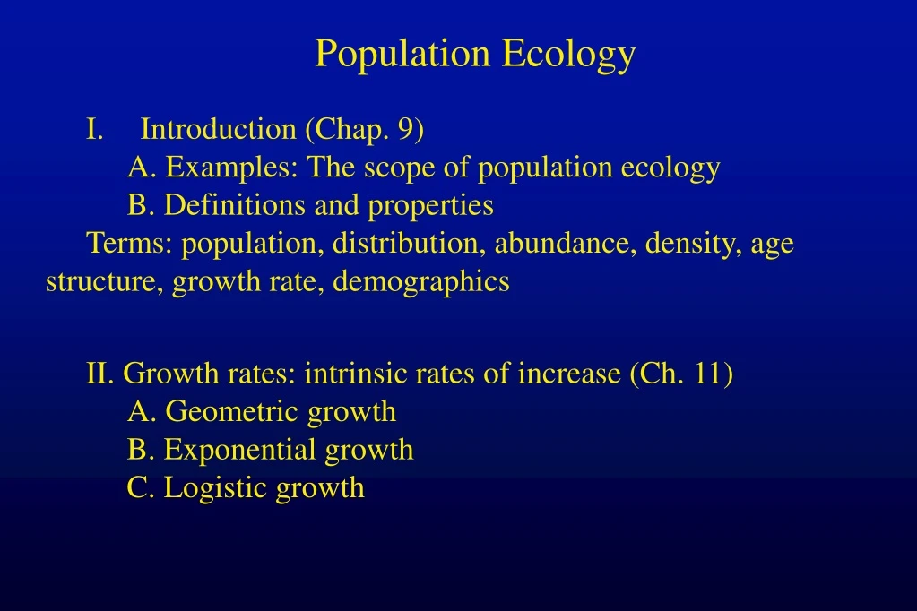 population ecology introduction chap 9 a examples