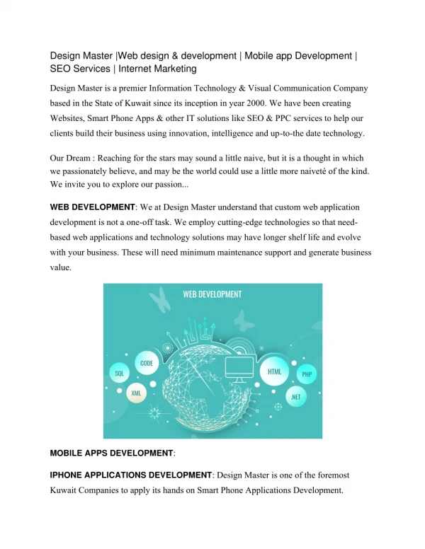 Web design & development | Mobile app Development | SEO Services | Internet Marketing