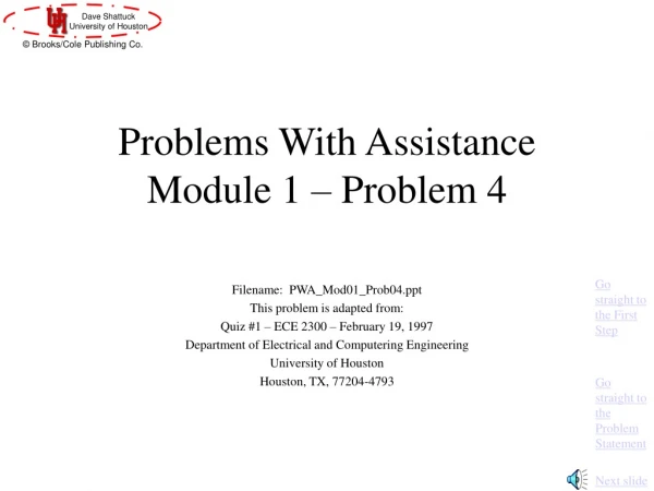 Problems With Assistance Module 1 – Problem 4