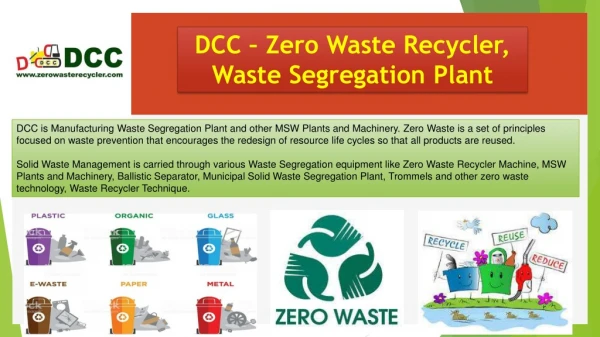 Zero Waste Recycler, Waste Segregation Machine