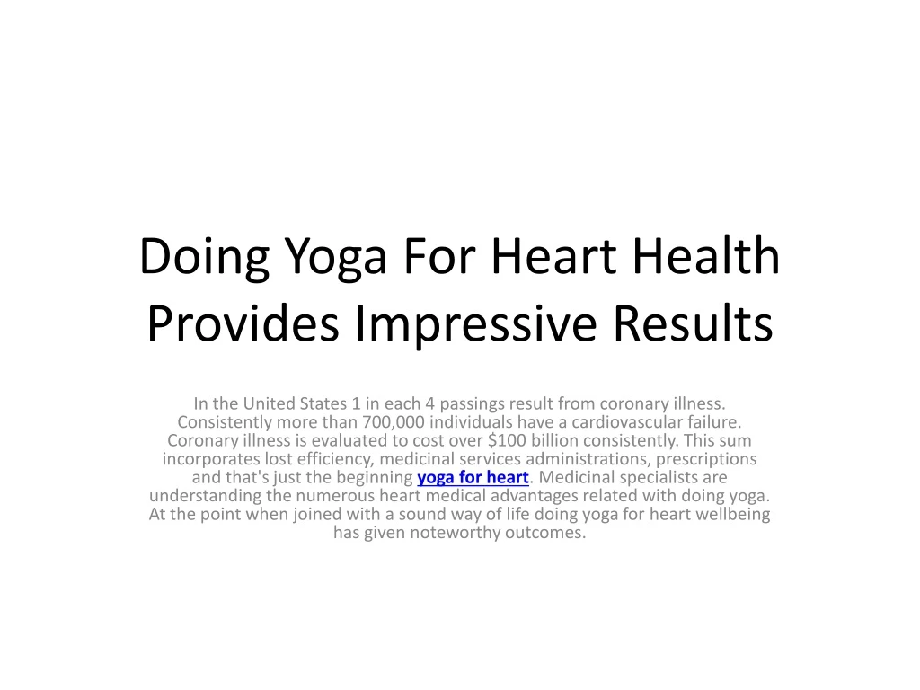 doing yoga for heart health provides impressive results