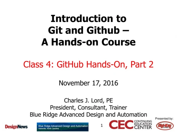 Introduction to Git and Github – A Hands-on Course